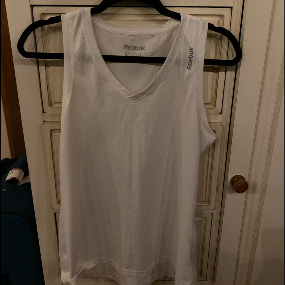 reebok white athletic tank top